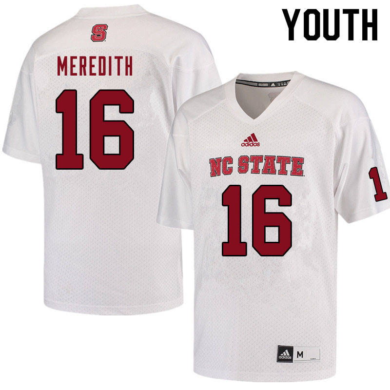 Youth #16 Nehki Meredith NC State Wolfpack College Football Jerseys Sale-White
